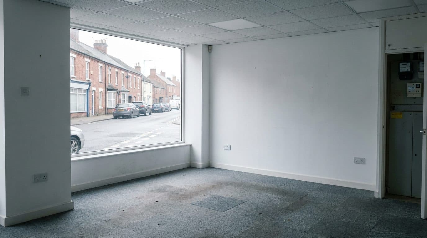 An empty commercial unit walked again at lease end for an exit record