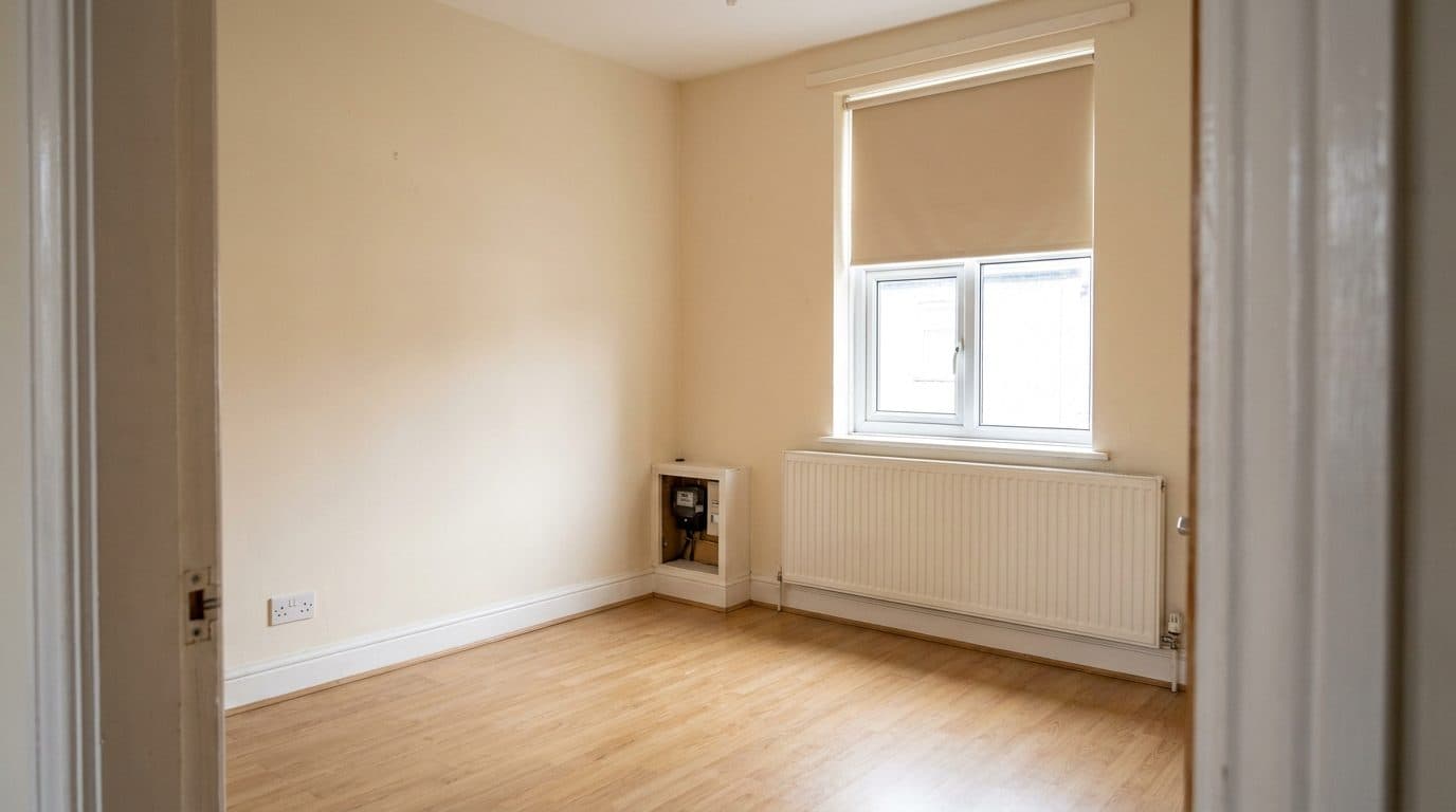 A clean unfurnished rental room recorded during a mid-term property inspection in Lincoln